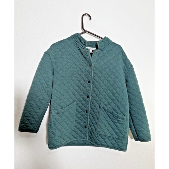 Coldwater Creek Jackets & Blazers - Coldwater Creek Quilted Jacket Women's Small Green Snap Front Lightweight Coat